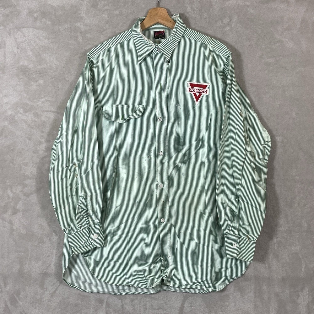 Vintage 30s 40s Unitog Work Shirt Mens 24"x32" Hickory Stripe Gusseted CONOCO